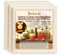 PACKARDI - Confezione da 3 panni in mussola per cucinare 50 x 50 cm, riutilizzabili e lavabili, panno per formaggio in 100% puro cotone non sbiancato ultra fine per la cottura