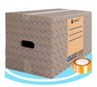 packer PRO Confezione da 20 scatole di cartone per trasloco e conservazione ultra resistenti con manici e nastro adesivo 430 x 300 x 250 mm