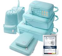 Packing Cubes Compression 8 pezzi organizer per valigie, impermeabili cubi da imballaggio packtaschen a compressione, essenziali da viaggio per bagaglio a mano valigie e zaini, colore: azzurro