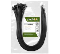 PACKIVO Fascette per cavi professionali, 4,8 x 450 mm, 100 pezzi, colore nero, qualità industriale, resistente ai raggi UV, resistenza alla trazione fino a 22 kg, super resistente, gestione dei cavi,