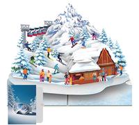 PACKLIST® Biglietto Auguri Pop-Up 3D Sci e Montagna - Biglietto Regalo per Skipass, Viaggio o Soldi - Cartoncino Premium con Inserto Estraibile - Idea Regalo Sciatore & Settimana Bianca