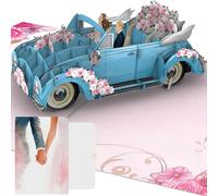 PACKLIST® Biglietto Pop-Up 3D Auto Nuziale - La Felicitazione Nuziale e il Regalo Perfetto per la Luna di Miele. Dai il Tuo Tocco con un Messaggio per Creare un Biglietto Indimenticabile!