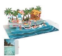 PACKLIST® Biglietto Pop Up Spiaggia & Mare - Regalo di Viaggio 3D per Viaggiatori e Avventurieri - Biglietto Buono Regalo Originale per Compleanno, Addio e Annuncio di Viaggio