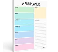 PACKLIST Blocco planner per menù formato A4, lista della spesa, blocco settimanale, 52 fogli, pianificazione degli alimenti per una dieta sana, perdita di peso o un delizioso menù familiare