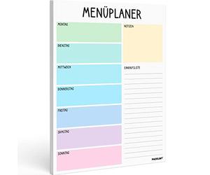 PACKLIST Menüplaner Block A4, Essensplaner - Einkaufsliste Woche Block für die Ganze Woche, 52 Blatt - Essensplan für Eine Gesunde Ernährung, Gewichtsabnahme oder Ein Leckeres Menü für die Familie