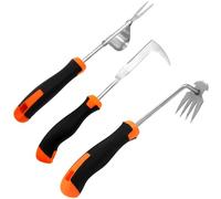 Packool 3 strumenti per diserbo manuale in acciaio inox, con impugnatura in gomma, rastrello per diserbo a 4 denti e rimozione di crepe di tipo V per prato, giardino, marciapiedi, bocchetta per
