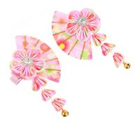 PACKOVE 1 Paio tornante band fascia charm ventilatore pieghevole veretta bobby a forma di clip decorativo fermaglio per fiore fan cosplay molletta per da donna stoffa rosa