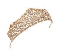 PACKOVE 1 Pezzo tiara Diademi Santa Comunione accessori per da sposa in oro per ragazze corone nozze di strass bordata accessorio per la testa femminile lega D'oro