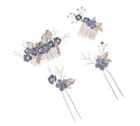 PACKOVE 1 Set Da 4 Pezzi Set Pettine e Forcina Per A Forma Di Donna Tessuto Floreale Retrò Antico Turchese Decorazioni Pettini Per Perline Pettine Da Sposa