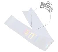 PACKOVE 1 Set Fascia Per La Della Principessa Accessorio Per Da Festa Decorazioni Di Compleanno Banca Della Principessa Copricapo Di Compleanno Rosa Bianca Tessuto