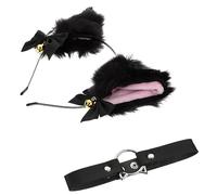 PACKOVE 1 Set fascia per orecchie di gatto cosplay di orecchie di gatto orecchie di gatto pelose orecchie cosplay di gatto collane girocollo decorativo collare creativo tessuto rosa