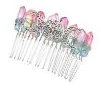 PACKOVE 1pezzi Handmade Hair Comb with Three-moon Pattern Elegant Bridal Hair Accessory for Women for Weddings and Engagements Beautifully Crafted Natural Crystal Decor
