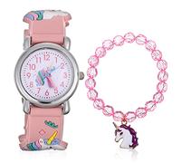 PACKOVE 1set Orologio e Braccialetto Per Ragazzo Ragazza Con Unicorno Orologio Cartoon e Bracciale Elegante Per Compleanno e Dei Ragazzo Ragazza