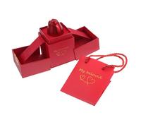 PACKOVE 1set Scatola Porta Gioielli Metallo Con Rosa Sospesa Scatola Per Anelli e Collane Rossa Design Elegante e Creativo Per Compleanni e