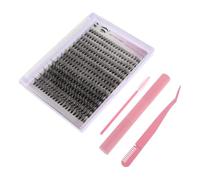 PACKOVE 1sets Kit Per Extension Ciglia Cluster Con Adesivo e Strumenti Per Applicazione Include Pinzette e Strumenti Per Ciglia False Colore Rosa Per Look Naturale e Voluminoso