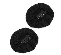 PACKOVE 2 Pezzi berretto da notte in finta seta impermeabile Lavabile cappelli da bagno per signora cappelli per il trattamento dell'olio per poliestere Black