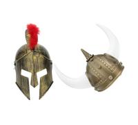 PACKOVE 2 Pezzi Caschi Viking in Plastico Oro Riutilizzabili Taglia per Costume di Carnevale e Feste Varie Uomo e Donna