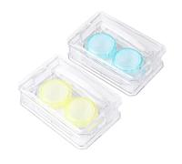 PACKOVE 2 Pezzi Custodia Per Lenti a Contatto Contenitore Caso Di Pulizia Colore Valigetta Per La Pulizia Delle Lenti Blu Supporto Per Lenti