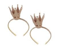 PACKOVE 2 Pezzi Fasce Capelli Corona Shiny Dorata per Donne Tiara con Cuori Accessori per Compleanni Halloween e Natale Cerchietti Festa Glamour
