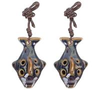 PACKOVE 2 Pezzi Ocarina in Ceramica a 6 Fori Accordatura Ac, Forma di Pesce Blu, Portatile e Comoda per Lunghi Esercizi, per Principianti e Scuole di Suono