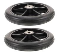 PACKOVE 2 Pezzi Ruote Anteriori per Carrozzina Nero Antiscivolo e Resistenti All'usura in Pvc e Acciaio per Sedie a Rotelle e Deambulatori Distanza Assi 5cm