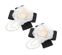 PACKOVE 2 Pezzi Spilla Floreale, Spilla Fiore, Camelia con Perline, Seta Imitata e Plastica, Fiocco Francese, per Donne, per Abiti e Vestiti