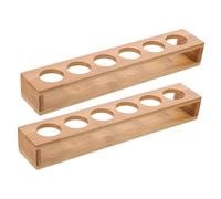 PACKOVE 2 Pezzi Supporto Porta Bicchieri da Vino in Bambù 6 Fori, Organizer Salvaspazio per Home Bar e Riunioni di Famiglia Colore Kaki