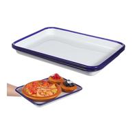 PACKOVE 2 Pezzi Teglia da Rettangolare in Smalto Bianco 26x18 Cm Semplice e Resistente alla Deformazione, Alta Lucentezza per Cucina e