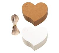 PACKOVE 200 Pezzi Etichette Regalo con Cordino a Forma di Cuore in Carta Kraft Design Vuoto Versatile per Decorazioni Matrimonio e Scrapbooking Festa degli Innamorati