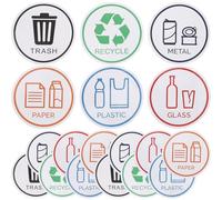 PACKOVE 24 Pezzi Adesivi per Riciclaggio Bidoni in Pvc Autoadesivi Resistenti per Contenitori di Plastica Uso Comunitario Gestione Rifiuti Casa e Ufficio