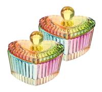 PACKOVE 2pezzi Bicchieri in Vetro Per Unghie Crystal Cup Con Design Cuore Striato Contenitori Rifillabili Per Monomero Smalto Nail Art Accessori Manicure Per Professionisti e Saloni