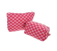 PACKOVE 2pezzi Borsa Cosmetica Rete Capacità Stile Checkered Per Organizzare Makeup e Accessori Per Viaggi e Uso Quotidiano