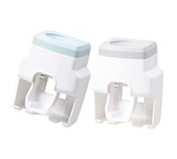 PACKOVE 2pezzi Portaspazzolino Parete e Dispenser Dentifricio Portabicchieri e Porta Articoli Toeletta Accessorio Bagno in Abs Resistente e Durevole Per in Casa e Hotel