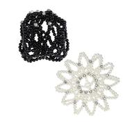 PACKOVE 2pezzi Retine per Capelli con Perle per Danza Classica Chignon da Ballerina con Strass e Perle Scaldacollo per Capelli da Donna e Ragazze Ballerine Bianche e Nere