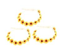 PACKOVE 3 pezzi Cerchietti Floreali Sposa Set Fascia Hawaiana con Decorativi Gialli Accessori Leggeri e Resistenti per Cerimonie Feste e Matrimoni Estivi