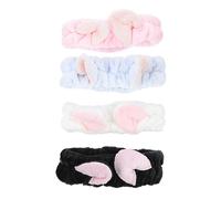 PACKOVE 4 Pezzi fascia per lavare la fascia graziosi cerchietti bande orecchie da gatto fasce annodate lavare le fasce per impacchi per la testa della spa vello di corallo