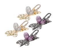PACKOVE 4 Pezzi Retro Butterfly Hair Clips For Women Vintage Metal Hairpins With Rhinestones Lightweight Secure Side Bangs Barrettes For Parties Weddings Daily Styling
