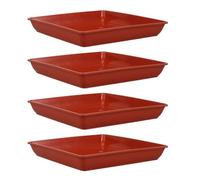 PACKOVE 4 Pezzi Vassoio Quadrato per Piante in Plastica Rossa da 10 Pollici, Facile da Pulire, Design Moderno Versatile per Interni e Vari Ambienti Domestici