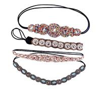 PACKOVE 4pezzi Fascia per Capelli Fatta Mano Strass Circonchio per Capelli Cristalli Decorativi