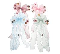 PACKOVE 4pezzi Fermagli Per Capelli in Organza Per Bambine Decorativi Con Nastro Rete Doppia Accessori Per Capelli Per Ragazzo Ragazza Ragazza e Adolescenti