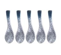 PACKOVE 5 Cucchiai da Zuppa in Ceramica Blu, Cucchiai da Minestra per Uso Domestico, Set da 5 Pezzi Design Ergonomico per Ristoranti e Cucina Quotidiana