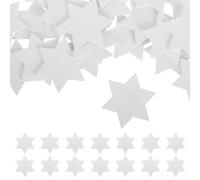 PACKOVE 50 Pezzi Stelle di Legno a Cinque Punte Bianche per Diy, Tagli | Fette per Artigianato, Uso Versatile, Pezzo Unico, Adatte a Matrimonio e Decorazione Albero