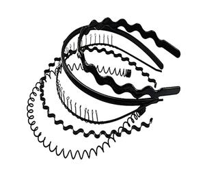 PACKOVE 5pezzi Fascia per Capelli Ondulati Neri Design Semplice Fermaglio Accessorio per Capelli per Donne e Ragazze Stile Unico Adatto per Diversi Tipi di Abbigliamento
