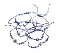 PACKOVE 6 Pezzi Bracciale Occhio del Diavolo Regolabile in Metallo e Filo con Perline, Gioiello Estetico e Resistente per Donna Uomo, per Eventi Casual e Speciali