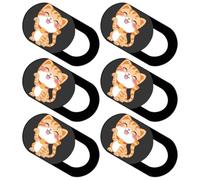 PACKOVE 6 Pezzi Copertura Webcam Slider Gatto Nero ABS per Tablet e Privacy | Installazione Facile, Motivo Decorativo Bordi Curvi, per Studio e Didattica a Distanza