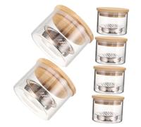 PACKOVE 6 Pezzi Nail Brushes Washing Cup in Vetro Spesso con Rete in Acciaio Inossidabile per Pulizia Gel Polish e Strumenti Manicure Professionale per Uso Professionale e Domestico
