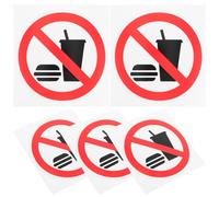 PACKOVE Adesivi No Food No Drink 5 Pezzi Etichette Avviso Sicurezza Resistenti Intemperie per Magazzino Ufficio e Cucina Installazione Facile e Supporto Autoadesivo Robusto