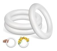 PACKOVE Anelli Artigianali in Polistirolo Espanso 3Pezzi per Ghirlande Natalizie e Lavoretti Creativi in Schiuma Bianco 25X3,9 CM