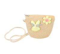 PACKOVE Borsa a Tracolla in Paglia per Bambina, Mini Secchiello Estivo Struttura Intrecciata Pratica, Stile Carino per Spiaggia e Compleanno