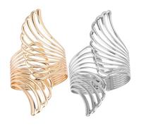 PACKOVE Bracciali Rigidi Da Donna 2 Pezzi Apertura a Molla Con Design a Piuma in Metallo Traforato, Leggeri e Delicati Per Ragazze Adolescenti, Accessori Moda Per Feste e Regali